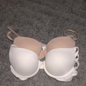 Victoria Secret PINK nude and white bra SET OF 2